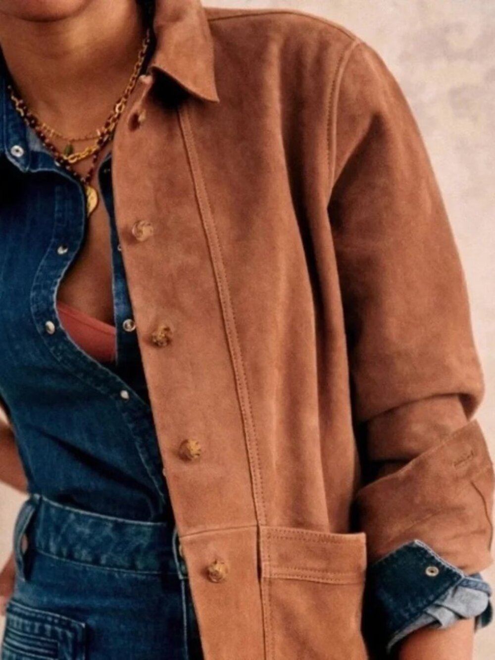 Sezane Will Jacket in Camel Suede - Picture 2 of 7